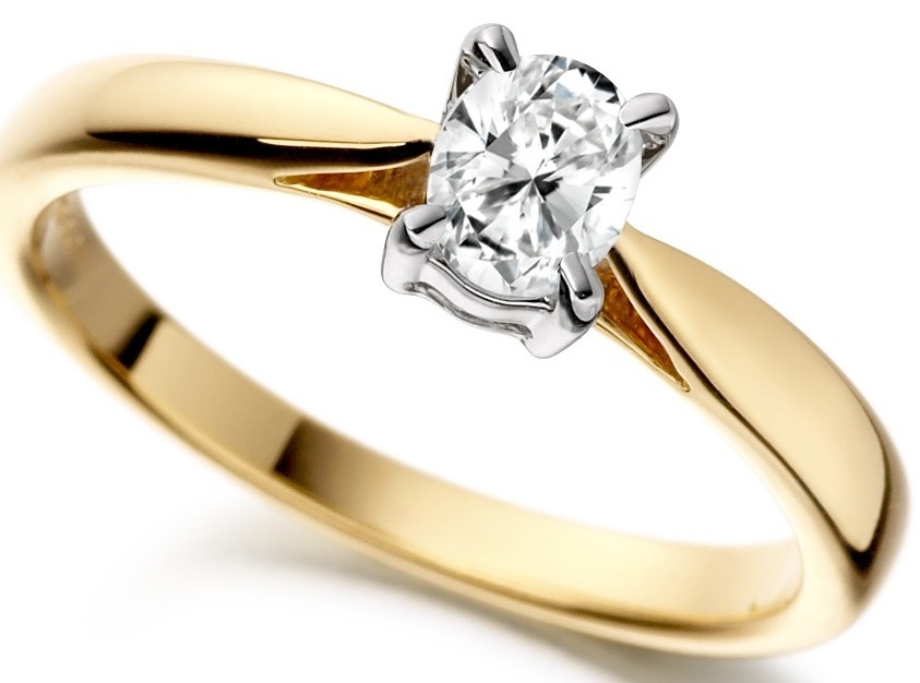 Oval Yellow Gold Diamond Engagement Ring ICD801YG Main Image